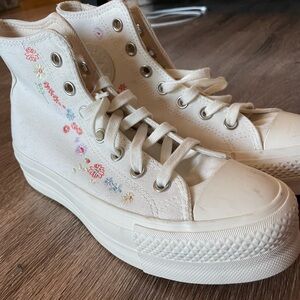 Converse Women's High-Top Floral Sneakers - White